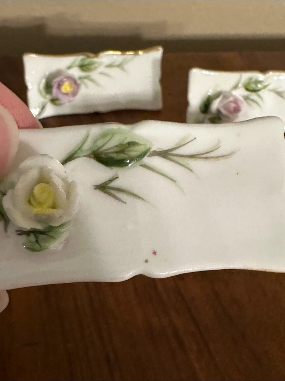 Vintage Porcelain Floral Place Card Holders Set of 8 Roses Wedding Table Decor